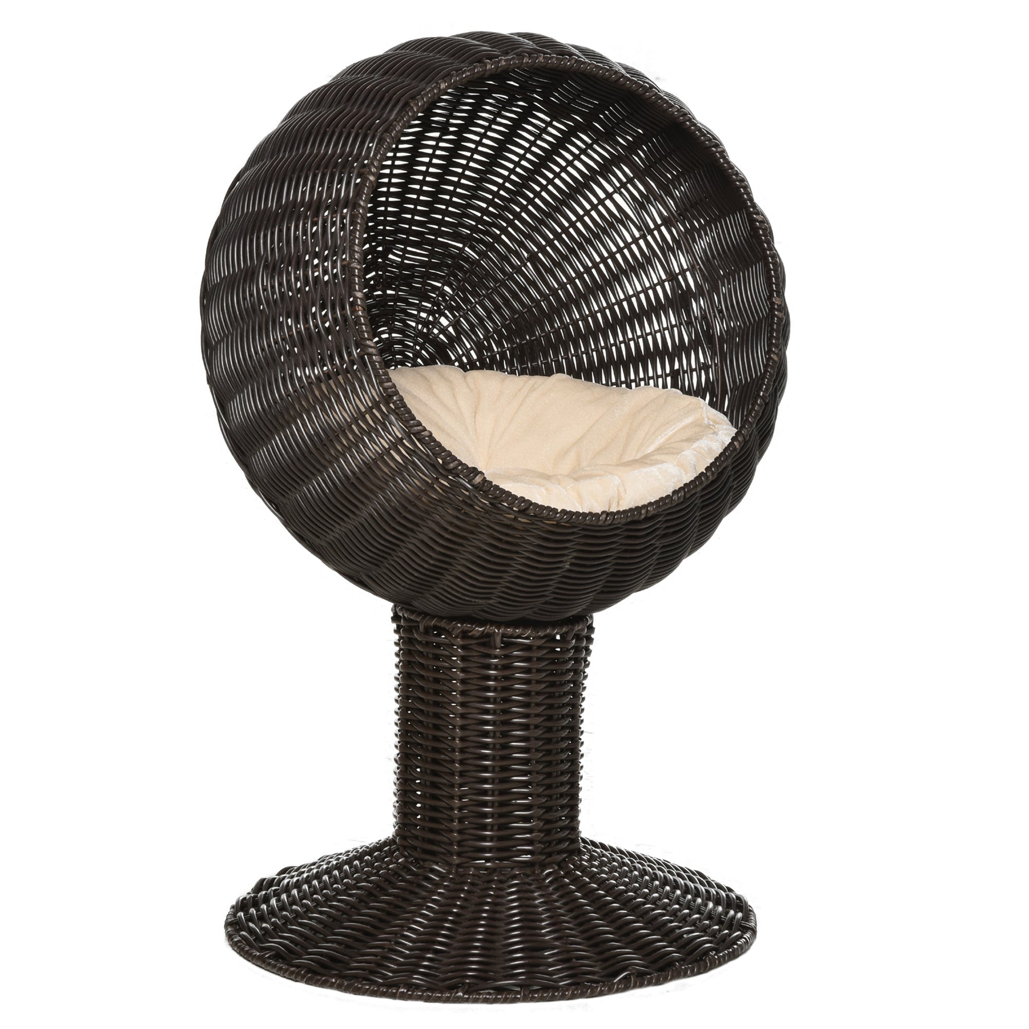 Rattan Wicker Elevated Cat Bed with Cushion