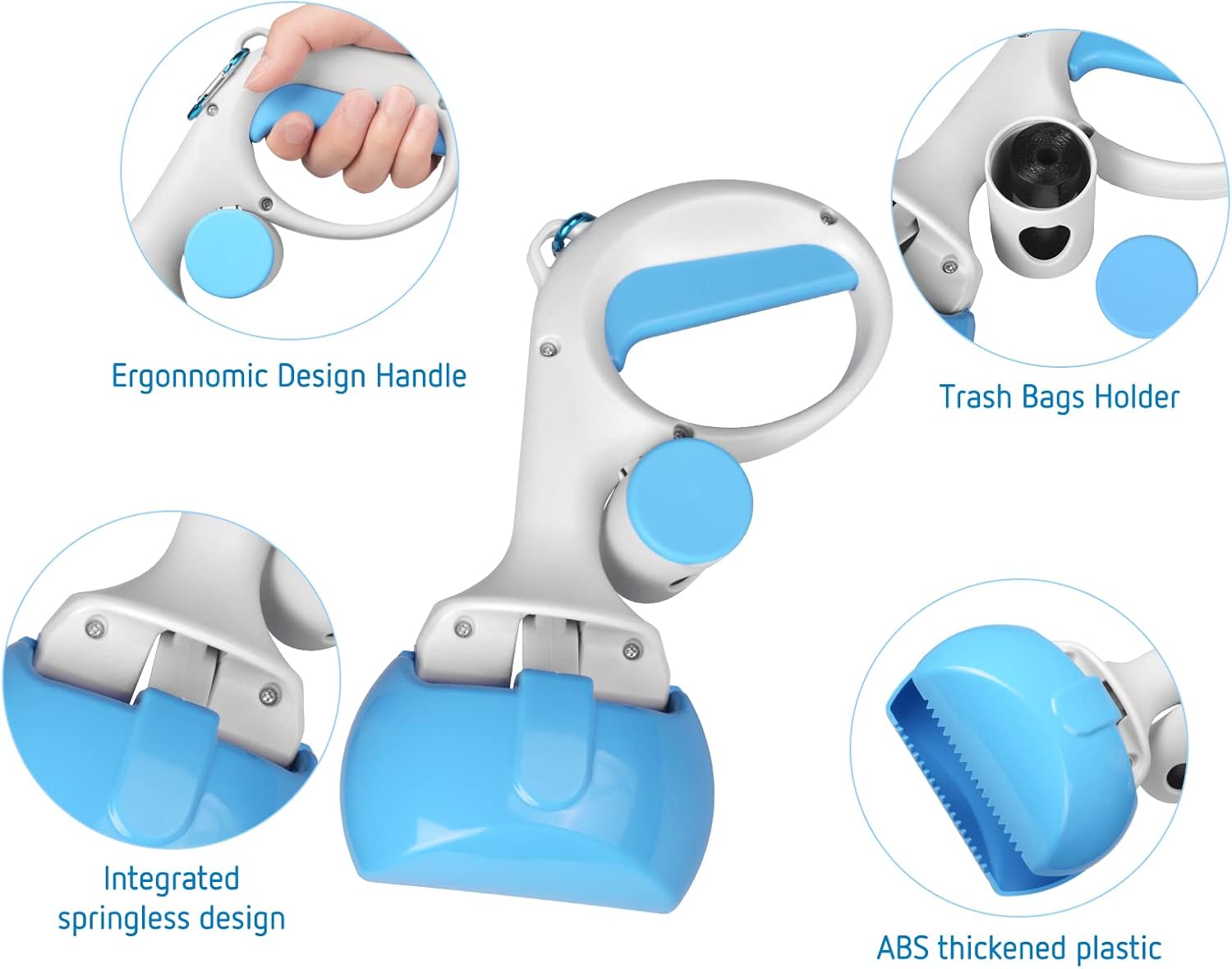 Pet Pooper Scooper For Dogs And Cats With Trash Bags Holder Non-Breakable High Strength Material Poop Scooper