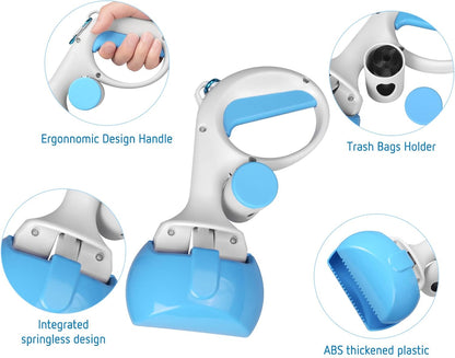 Pet Pooper Scooper For Dogs And Cats With Trash Bags Holder Non-Breakable High Strength Material Poop Scooper
