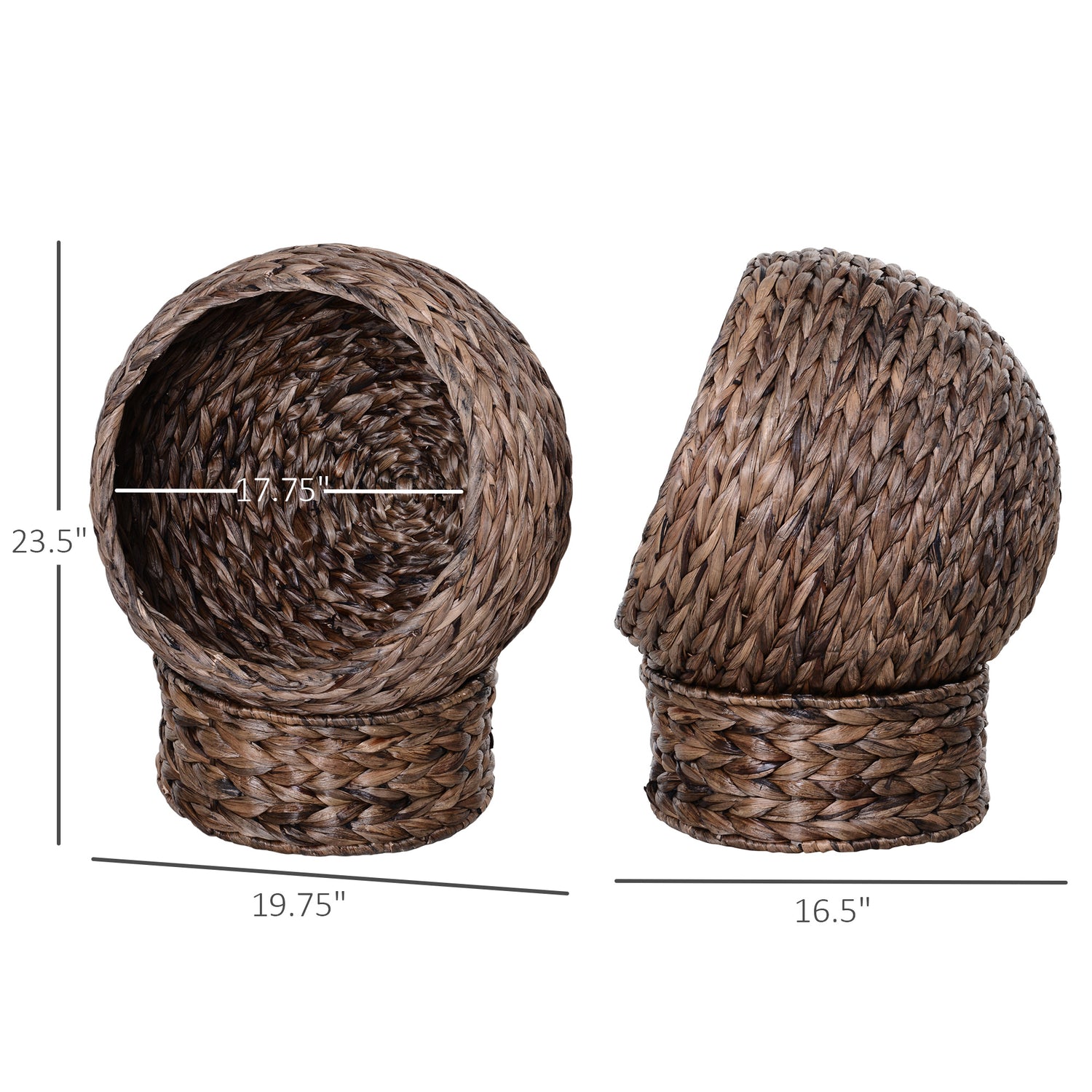 Handwoven Elevated Cat Bed with Rotating Basket and Soft Cushion,