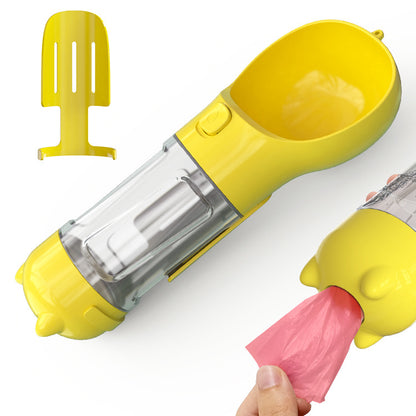 3-in-1 Portable Dog Water Bottle with Food Feeder &amp; Poop Bag Dispenser