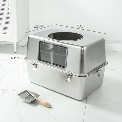 Alloy Litter Box Easy To Clean Widen And Thicken Leak-proof Sand Large Space Semi-closed Cat Toilet