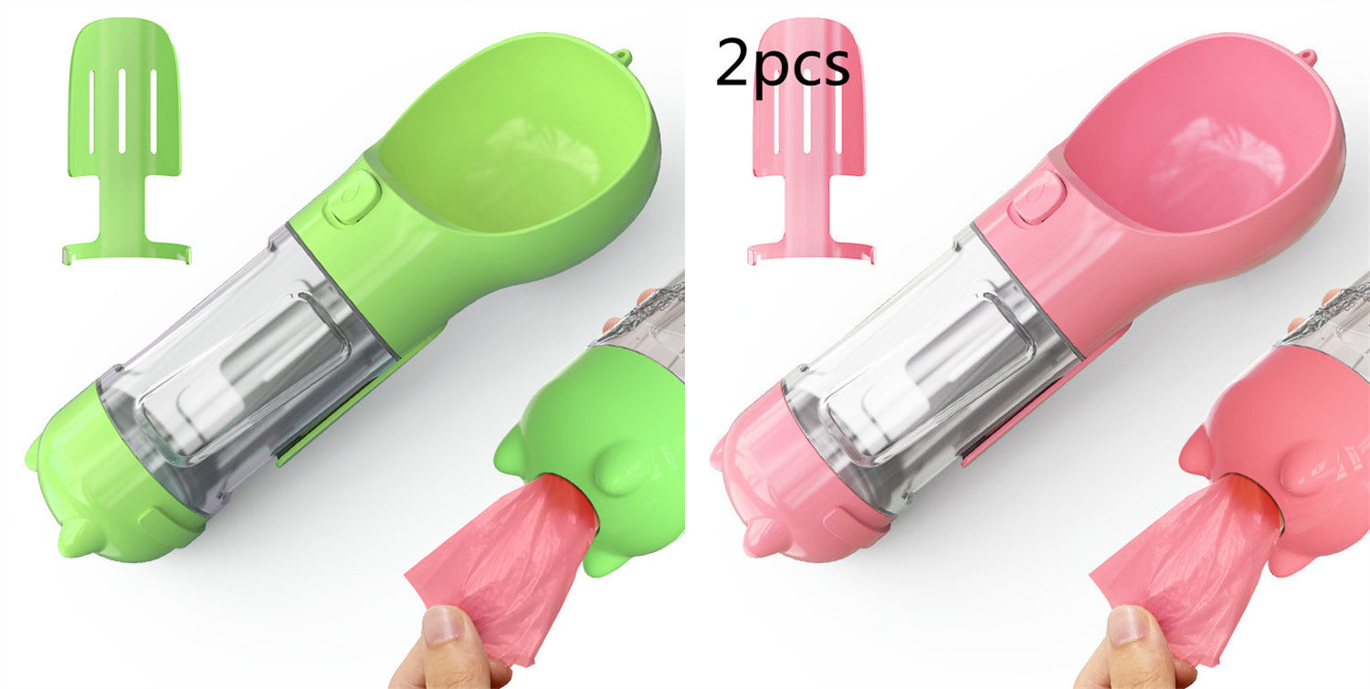 Pet Water Bottle Feeder Bowl Garbage Bag Storage Portable