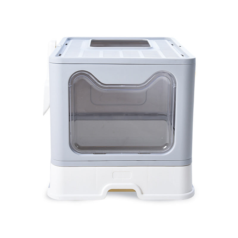 Foldable Enclosed Cat Litter Box with Odor Control