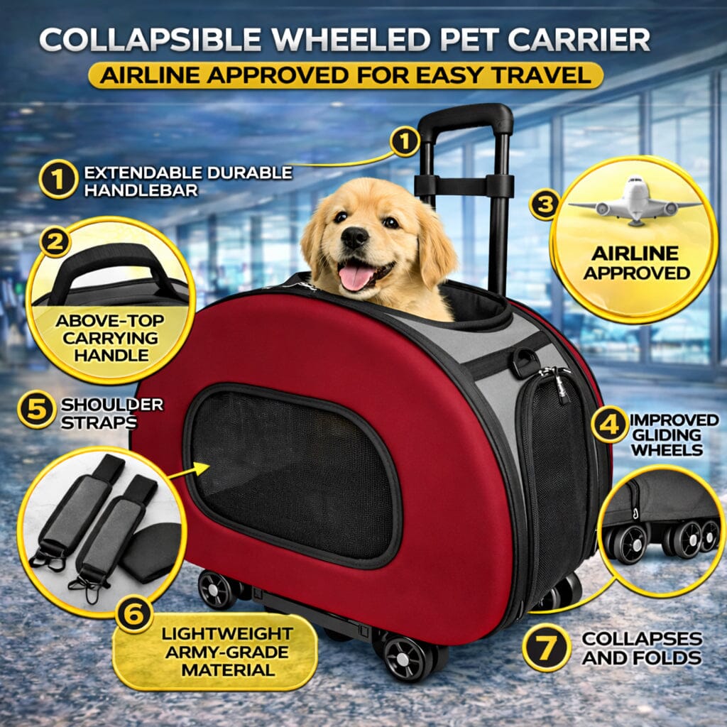 Pet Life® Airline-Approved Wheeled Collapsible Dog Carrier