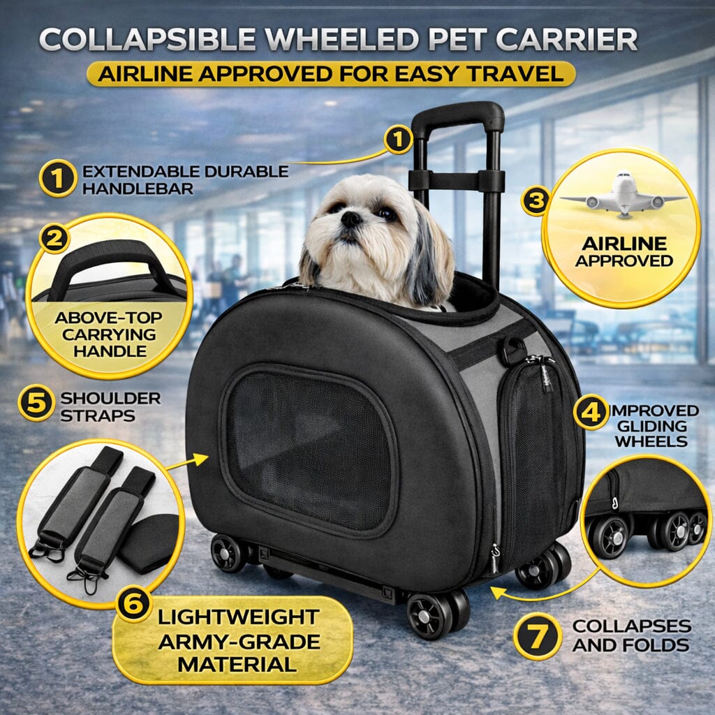 Pet Life® Airline-Approved Wheeled Collapsible Dog Carrier